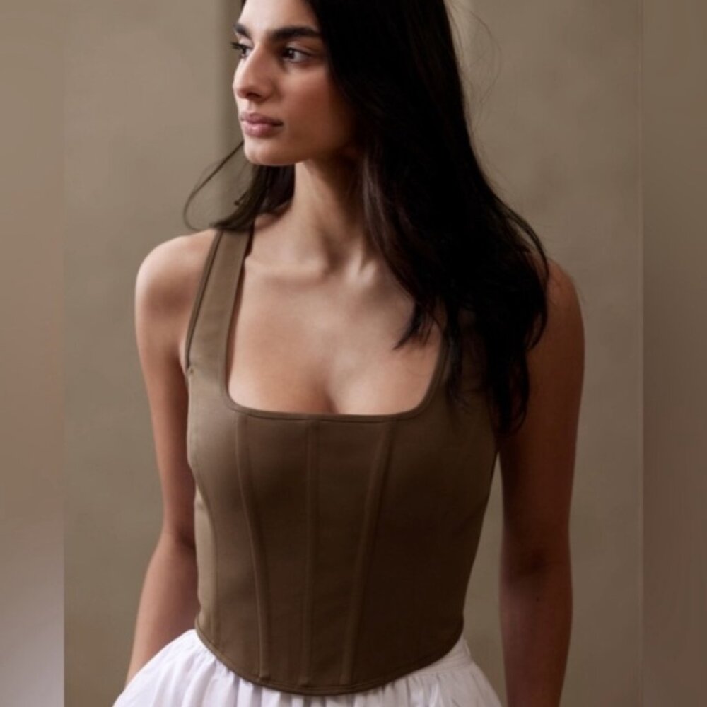 Banana Republic Laurel Corset Top Mushroom Size 4